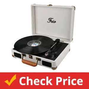 Vinyl-Stereo-White-Record-Player-3-Speed-Portable-Turntable